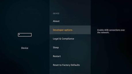 Haga clic en Opciones de desarrollador 