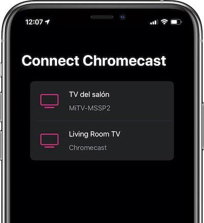 seleccione su dispositivo Chromecast en Chromecast Stadium