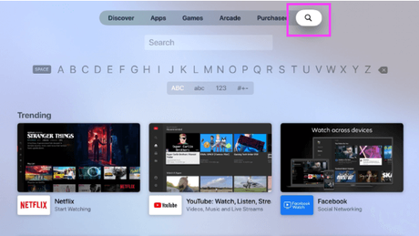 Haga clic en el ícono de búsqueda para ver películas antiguas en Apple TV