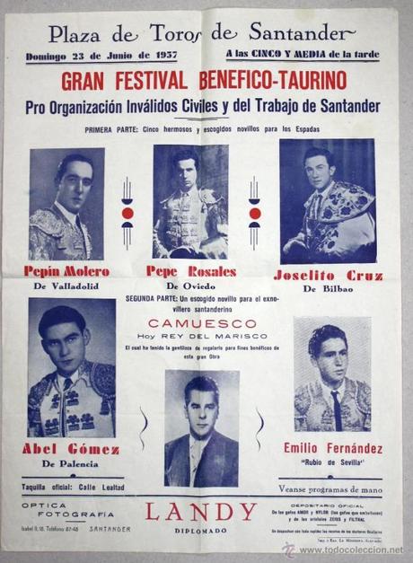 Santander 1957:Gran Festival Taurino a favor de los Inválidos Civiles y de Trabajo