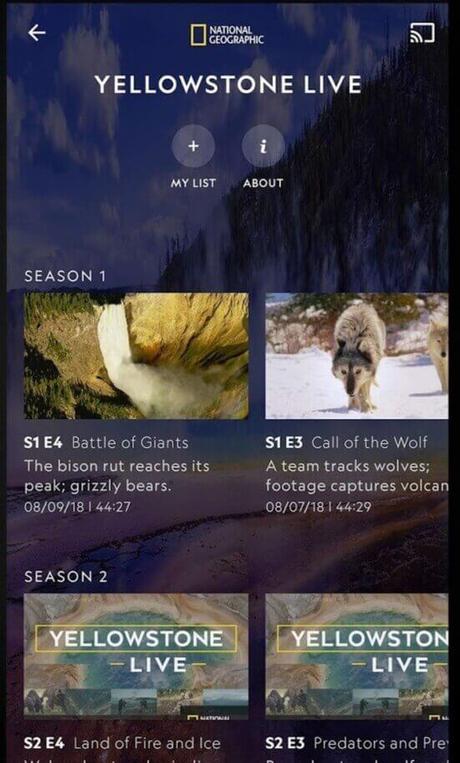 haga clic en el ícono de transmisión para transmitir Nat Geo en Google TV