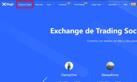 Comprar criptomonedas en BingX