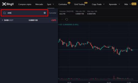 Comprar SHIB en Spot en BingX
