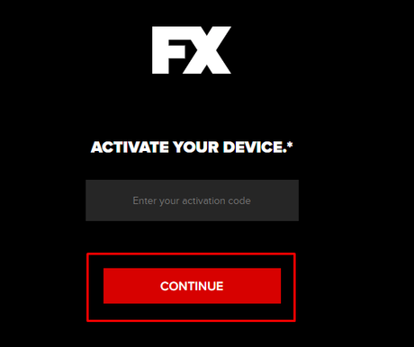 ingrese el código de activación y active FXNOW en Roku