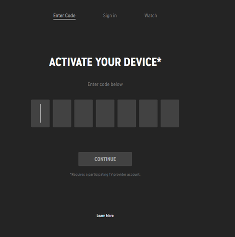 ingrese el código de activación y haga clic en Continuar