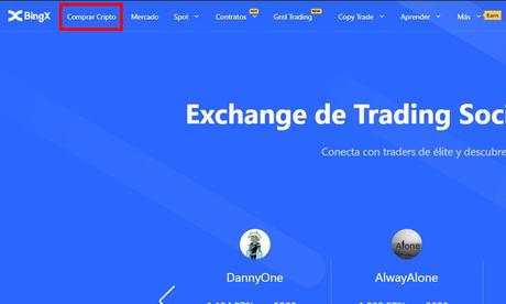 Comprar criptomonedas en BingX