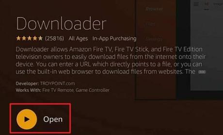 SYFY en Firestick: haga clic en Abrir
