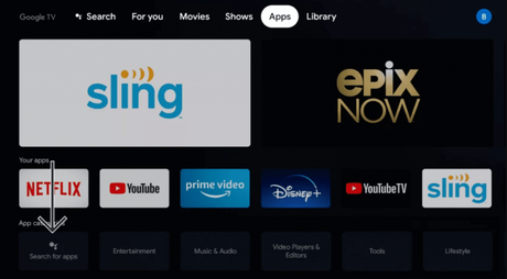 haga clic en la aplicación de búsqueda para transmitir TV Land en Google TV