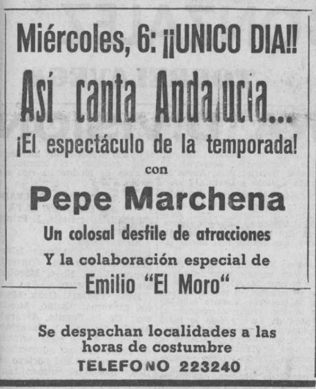 1965:Pepe Marchena y Emilio «El Moro» en el Teatro Pereda