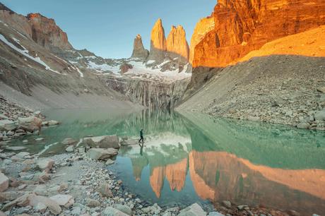 Espejos de granito. Mirador Base Torres, Parque Nacional Torres del Paine (2021) © Timothy Dhalleine