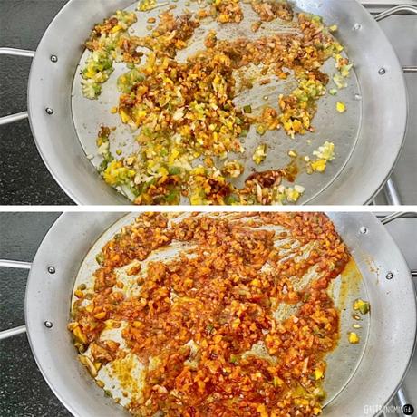 Puntalette cremosos con langostinos y calamares