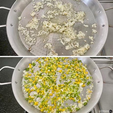 Puntalette cremosos con langostinos y calamares