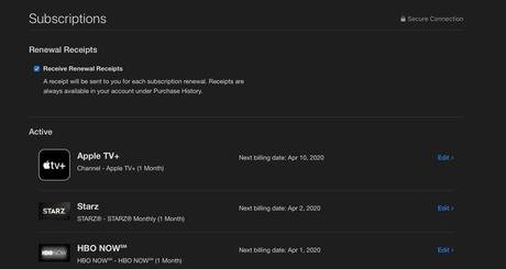 Cómo cancelar tu suscripción a Apple TV: haz clic en editar