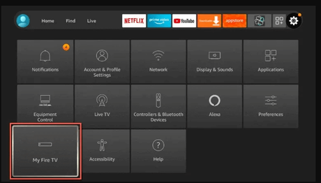 Seleccione Mi Fire TV en Configuración