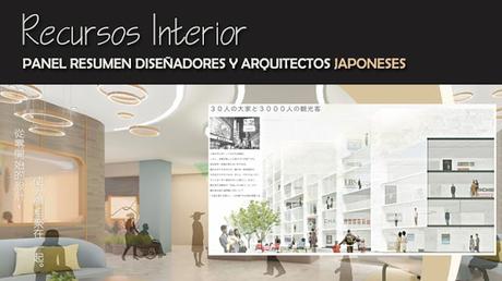 Ejemplos de panel resumen diseñadores y arquitectos japoneses