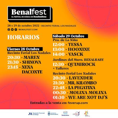 Horarios BenalFest 2022 en el mes de octubre
