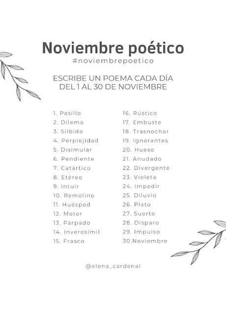 Noviembre poético. Reto de poesía (Elena Cardenal)