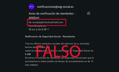 Si recibes este correo electrónico no pinches en ningún enlace y elimínalo