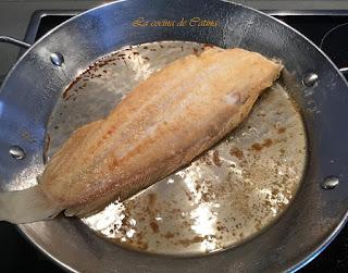 Lenguado a la molinera con setas y berenjena