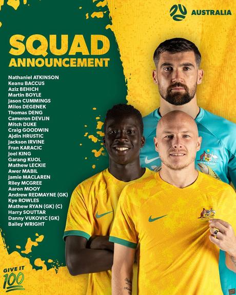 lista de convocados de Australia para Qatar 2022 