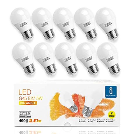 Aigostar -10 x Bombilla LED E27, Casquillo gordo 5W, Bajo consumo, 400lm, Luz calida 3000K, Ahorro de energía, no regulable - Caja de 10 unidades