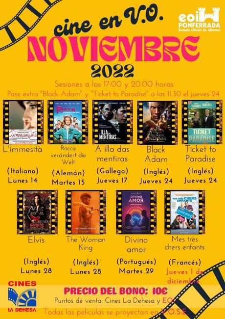 La Escuela Oficial de Idiomas de Ponferrada pone en marcha en noviembre sus sesiones V.O. 1