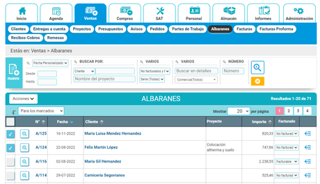 Facturar varios Albaranes a la vez con un Software ERP Cómo se facturan varios albaranes de Ventas en Cloud Gestion