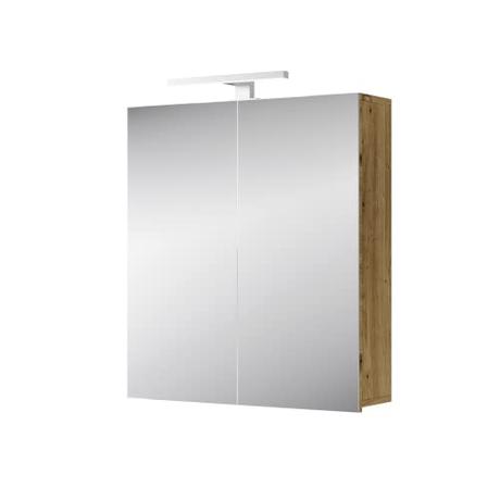 Planetmöbel Armario con espejo con iluminación de 60 cm de roble Artizan, armario de baño colgante