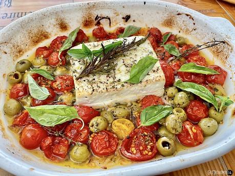 Feta asado con tomates cherry, todo el Mediterráneo en tu boca