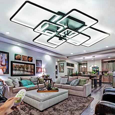 Lámpara De Techo Moderna Plafón LED Techo,Lampara LED Techo Modernas,Regulable 120W 8 Rectangular Lamparas Techo Salon con Control Remote 220V Dormitorio Acyilico Lampara Techo 3000K-6000K