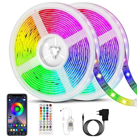 Mejor iluminación LED para casa Luces Led Habitación 20 Metros, Bonve Pet Tiras LED RGB 5050, Luces Leds Bluetooth Remoto Control de 40 Teclas y de APP,16 Millones de Colores, Sincronización Musical para Decoración Fiestas Cocina