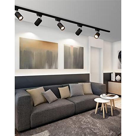 Mejor iluminación LED para casa WXS Lámpara De Techo LED Moderna, Focos Ajustables Dorado Negro Blanco, Iluminación De Riel 5w, Plafón De Techo para Salon, Dormitorio, Tienda, Pasillo, Guardarropa(Size:5 Lights,Color:C)