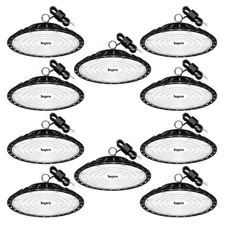 Mejor iluminación LED para casa 10 Pack 200W UFO LED Lámpara Alta Bahía, 20000LM Focos Led 6500K Industrial LED Iluminación Comercial Impermeable IP65,para Fábricas, Aeropuerto, Patio, Restaurante