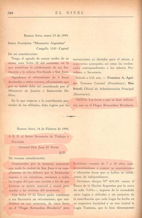 Perón y la masonería: correspondencia