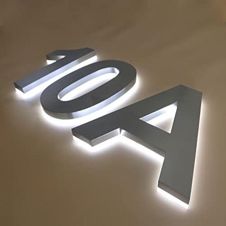 Números de casa iluminados, números de casa LED retroiluminados, número de placa de casa LED flotante 3D, números de casa iluminados para exterior moderno. Luz blanca.,CON,18 pulgadas 450 mm