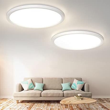 Pack 2x Plafon LED Techo, IAB 4000K Lamparas Techo, 18W 1620LM Plafón LED, Ultra Delgado, IP44 Impermeable, Lamparas LED Techo para Cocina Baño Dormitorio Balcón Sala Habitación Pasillo, Ø23cm