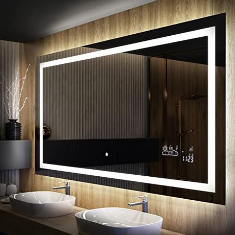 FORAM Espejo de Baño con Iluminación luz LED - Personaliza el Espejo de Pared con Accesorios - 120x70cm - Diferentes tamaños para Baño - Iluminado, retroiluminación - L15