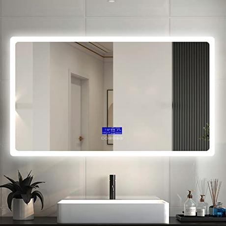 160x80cm Bluetooth Espejo LED Iluminado para baño, Antivaho. Espejo Bluetooth Iluminado con Retroiluminación Luz Ajustable 2700k-6500k, A+
