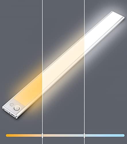 Regleta Led Armario Sensor Movimiento Recargable, 3000mAh 40cm Regulable Barra LED Bajo Mueble USB Sin Cable Luz Cocina Pilas Iluminacion Escaleras Interior Sin Enchufe Luz Nocturna Estanteria