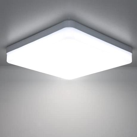 Kimjo LED Lámpara de Techo 36W Blanco Frío 6500K, Plafon LED Techo Modern IP44 Impermeable para Baño, Luz de Techo Cuadrado Delgada para Cocina Dormitorio Sala de Estar Balcón Pasillo Comedor Oficina