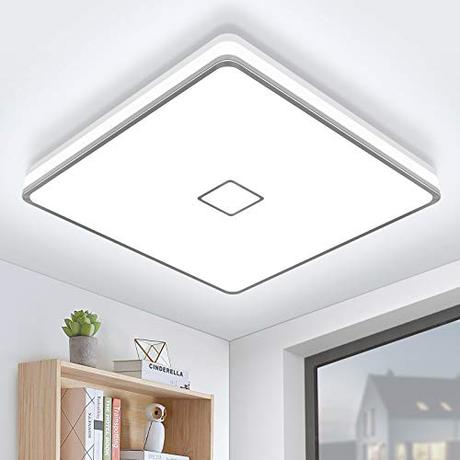 Lampara de Techo LED Plafon Luz de Techo Öuesen 24W 2050LM IP44 5000K Blanco Frío Brillante Lámparas de Techo Modernas para Dormitorio Cocina Baño Comedor Corredor Balcón Sótano Trastero Iluminación