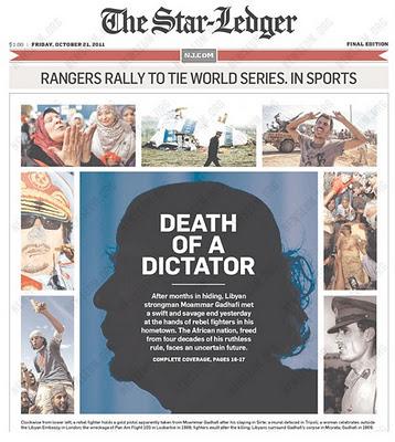 El tiro de gracia mediático a Gadafi: 13 portadas de los medios corporativos [+ fotos]