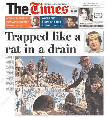 El tiro de gracia mediático a Gadafi: 13 portadas de los medios corporativos [+ fotos]