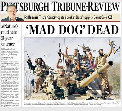 El tiro de gracia mediático a Gadafi: 13 portadas de los medios corporativos [+ fotos]