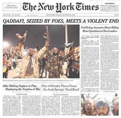 El tiro de gracia mediático a Gadafi: 13 portadas de los medios corporativos [+ fotos]