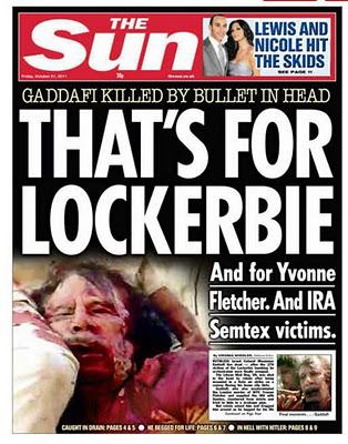 El tiro de gracia mediático a Gadafi: 13 portadas de los medios corporativos [+ fotos]