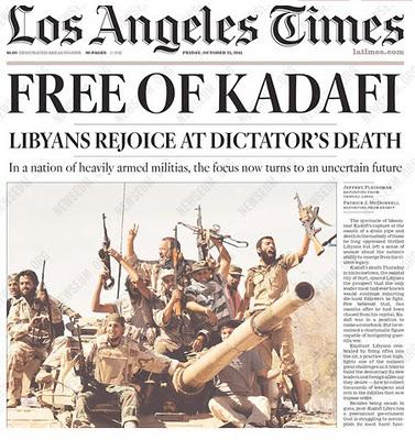 El tiro de gracia mediático a Gadafi: 13 portadas de los medios corporativos [+ fotos]