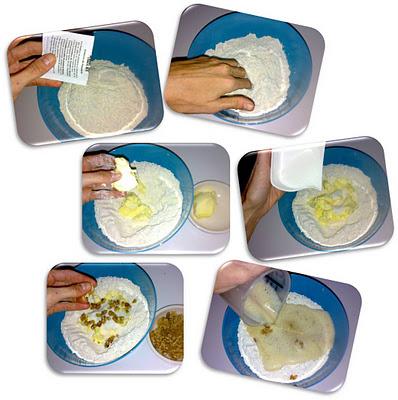 Brioche de plátano y nueces con fideos de chocolate