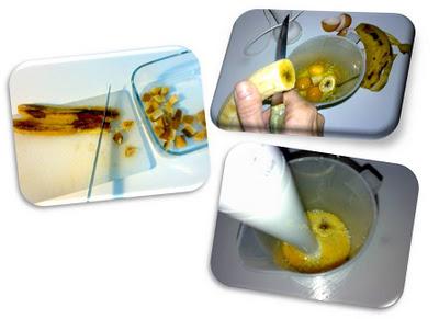 Brioche de plátano y nueces con fideos de chocolate