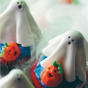 Cupcakes con fantasmas y calabazas